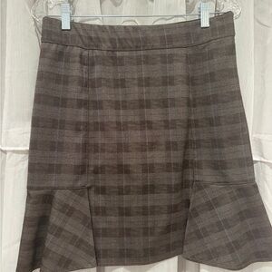 Studio Checkered A-Line Skirt in Brown